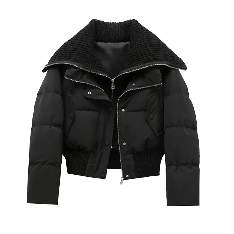 Women’s Quilted Puffer Jacket | High Collar Oversized Fit