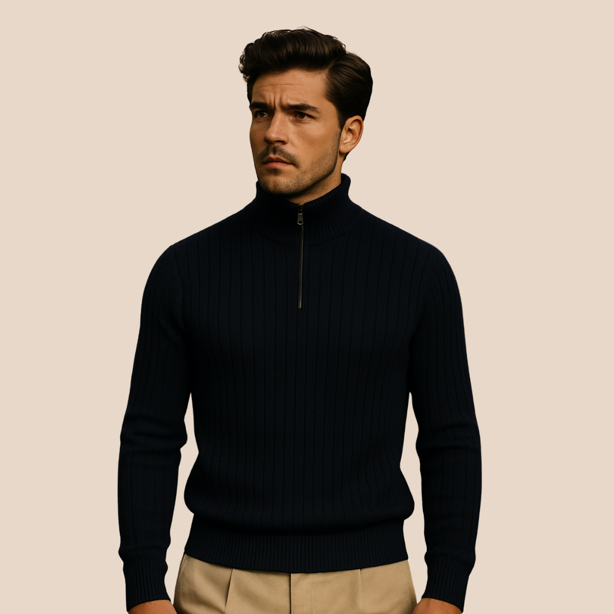 Men’s Half Zip Jumper | Ribbed Design