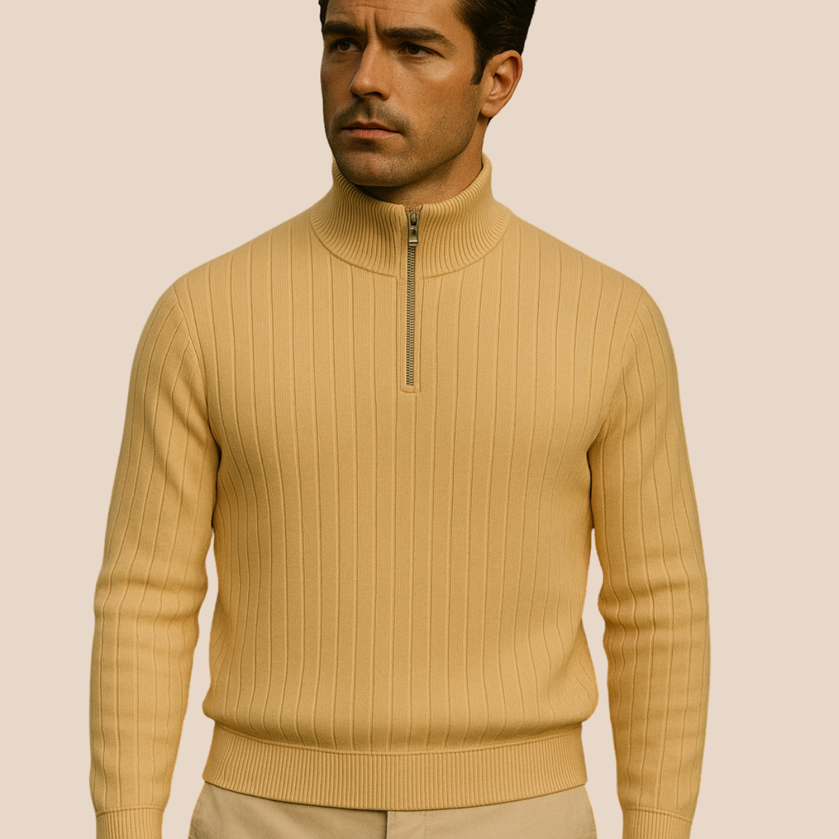 Men’s Half Zip Jumper | Ribbed Design