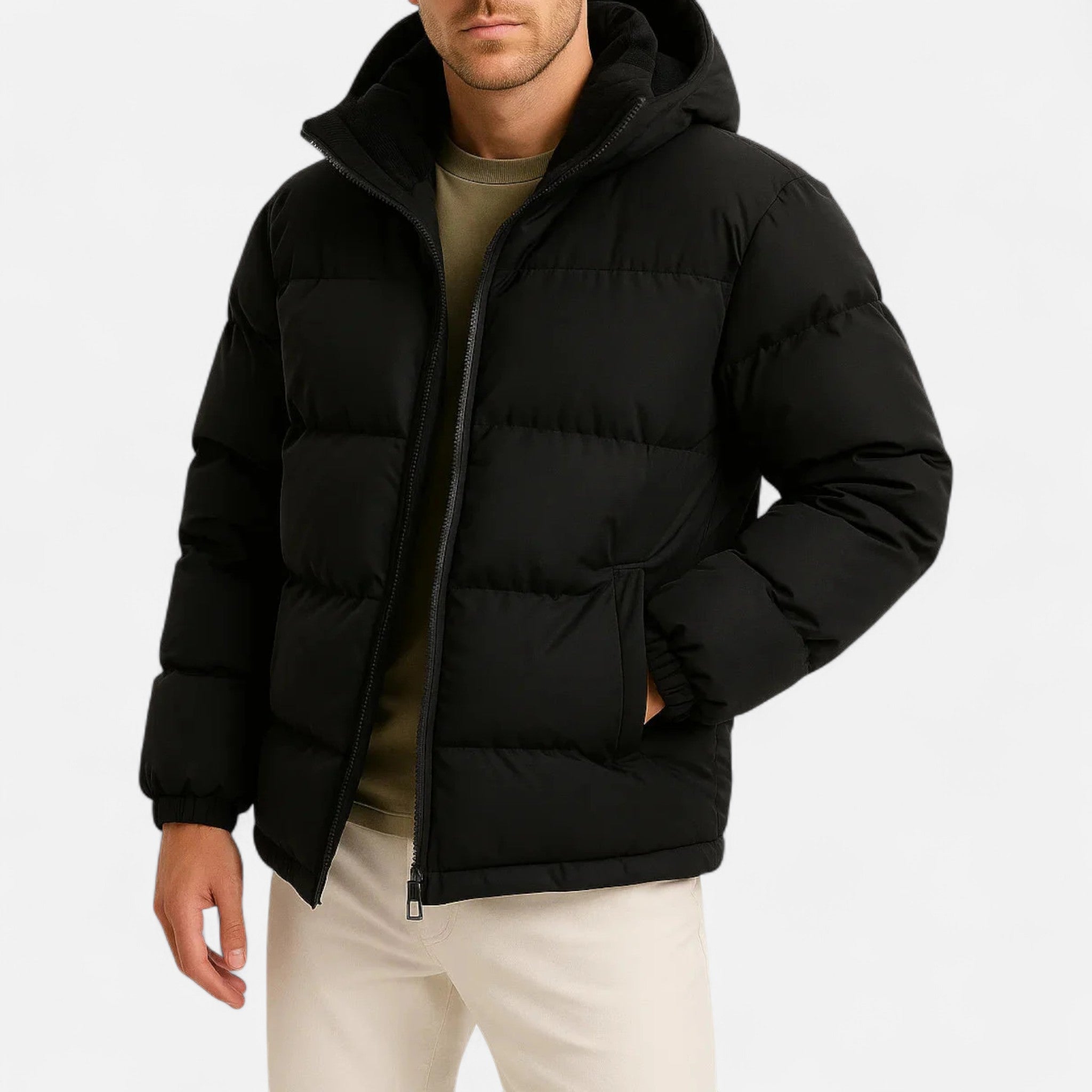 Men's Puffer Jacket | Stylish Hooded Design