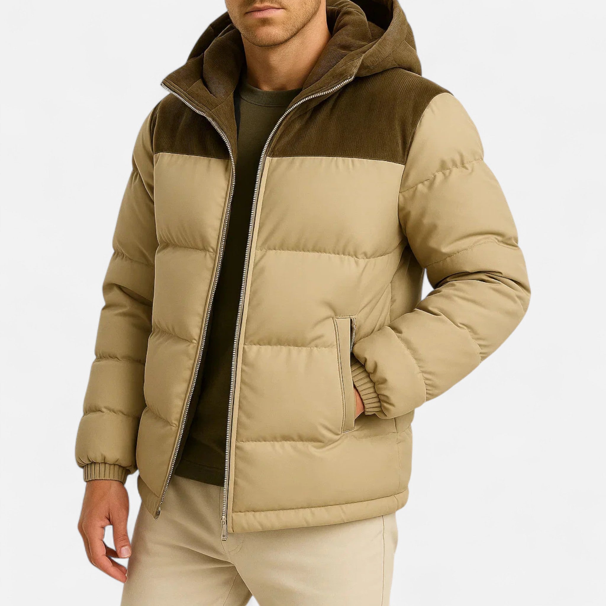 Men's Puffer Jacket | Stylish Hooded Design