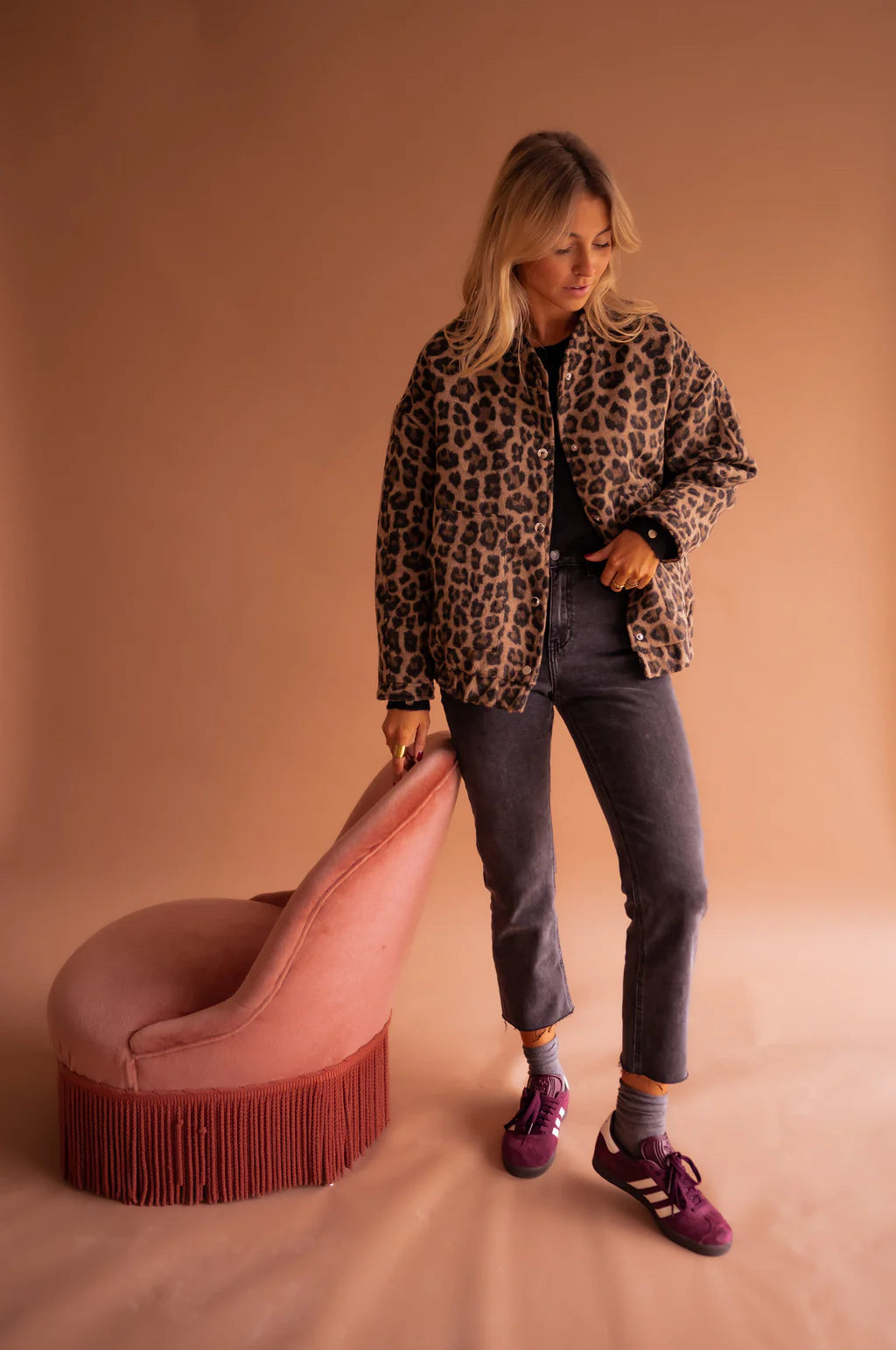 Women’s Relaxed Fit Bomber Jacket | Leopard Print