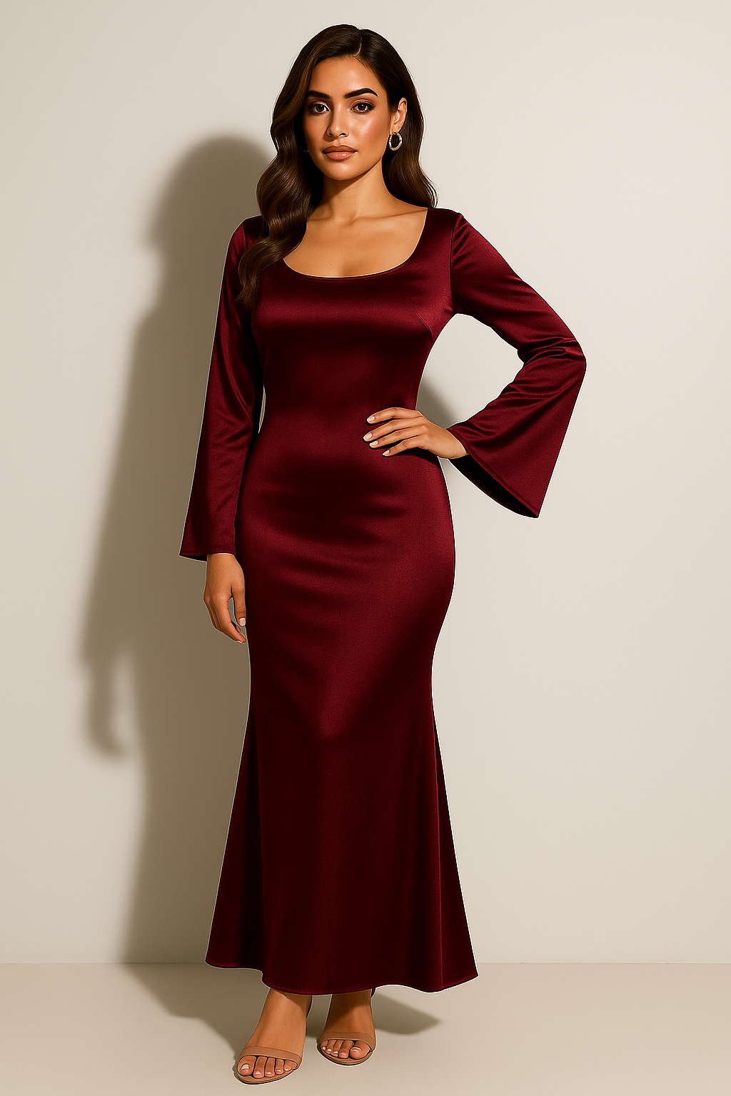 Women’s Refined Long Sleeve Evening Gown | Maxi