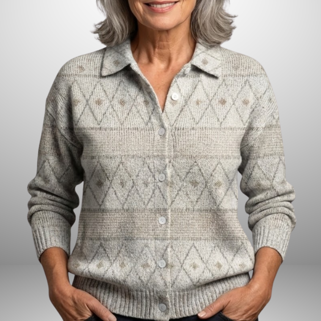 Women’s Abstract Buttoned Sweater | Vintage-Style Design