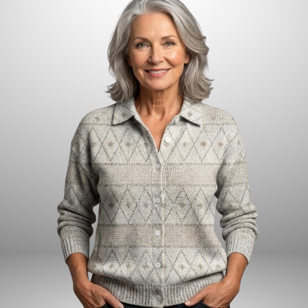 Women’s Abstract Buttoned Sweater | Vintage-Style Design