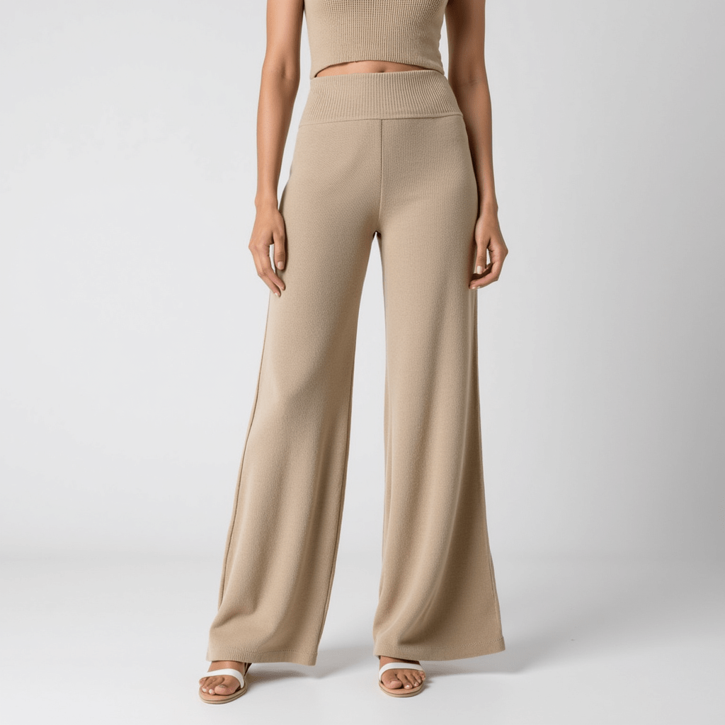 Womens Stylish Wide Leg Pants | Ribbed Knit