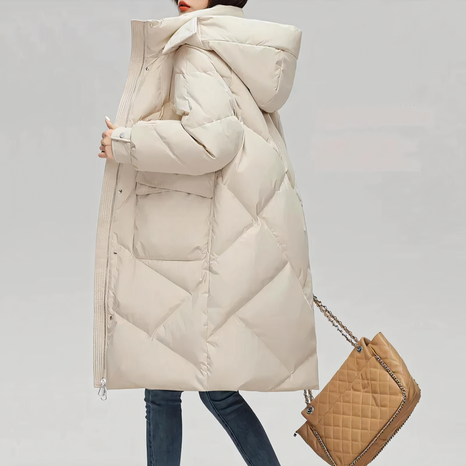 Women’s Long Puffer Coat | Quilted Design