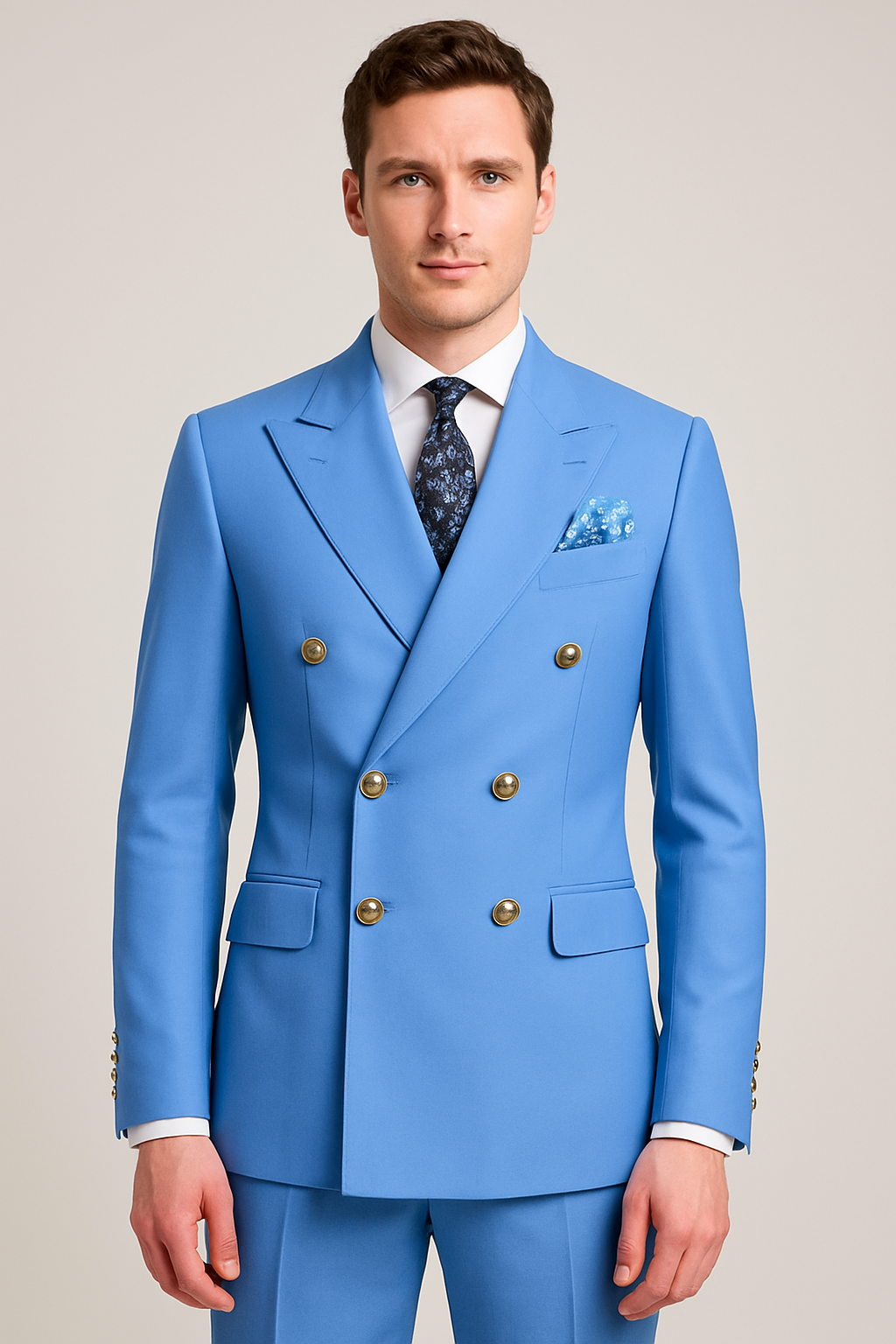 Men’s Formal Two-Piece Suit | Refined Gold Buttons