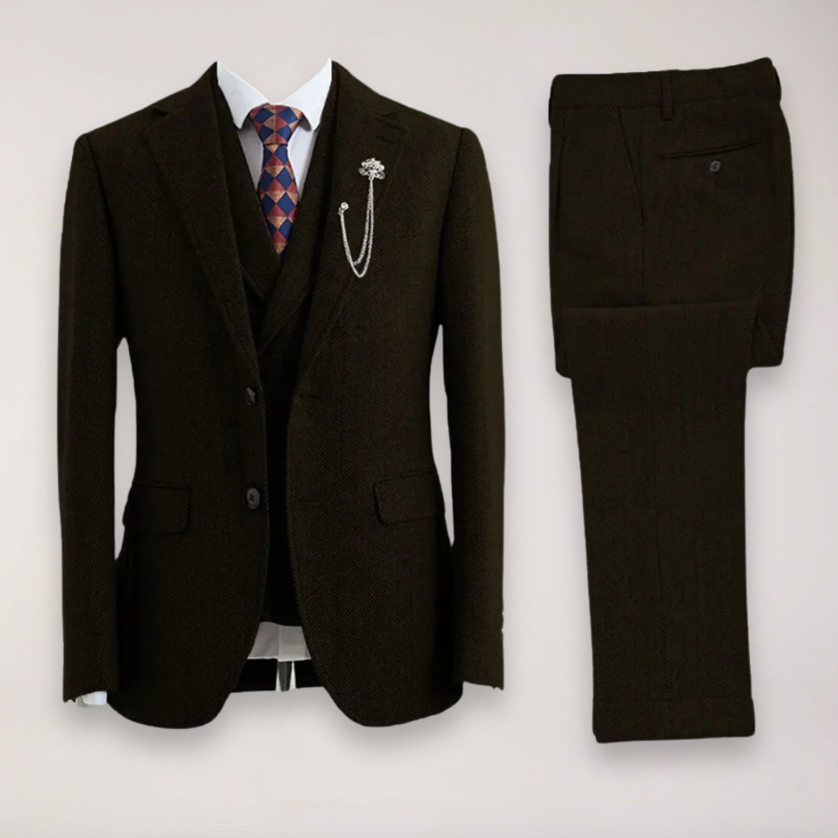 Men’s Classic Three-Piece Suit | Tailored Blazer, Trousers, and Waistcoat