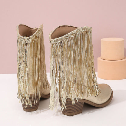 Women’s Western Style Boots | Mid-Calf & Decorative Fringe