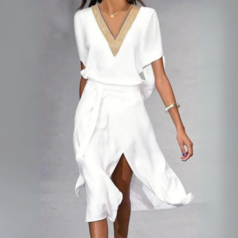 Robe Femme Mode Minimaliste Midi | Élégante Blanche