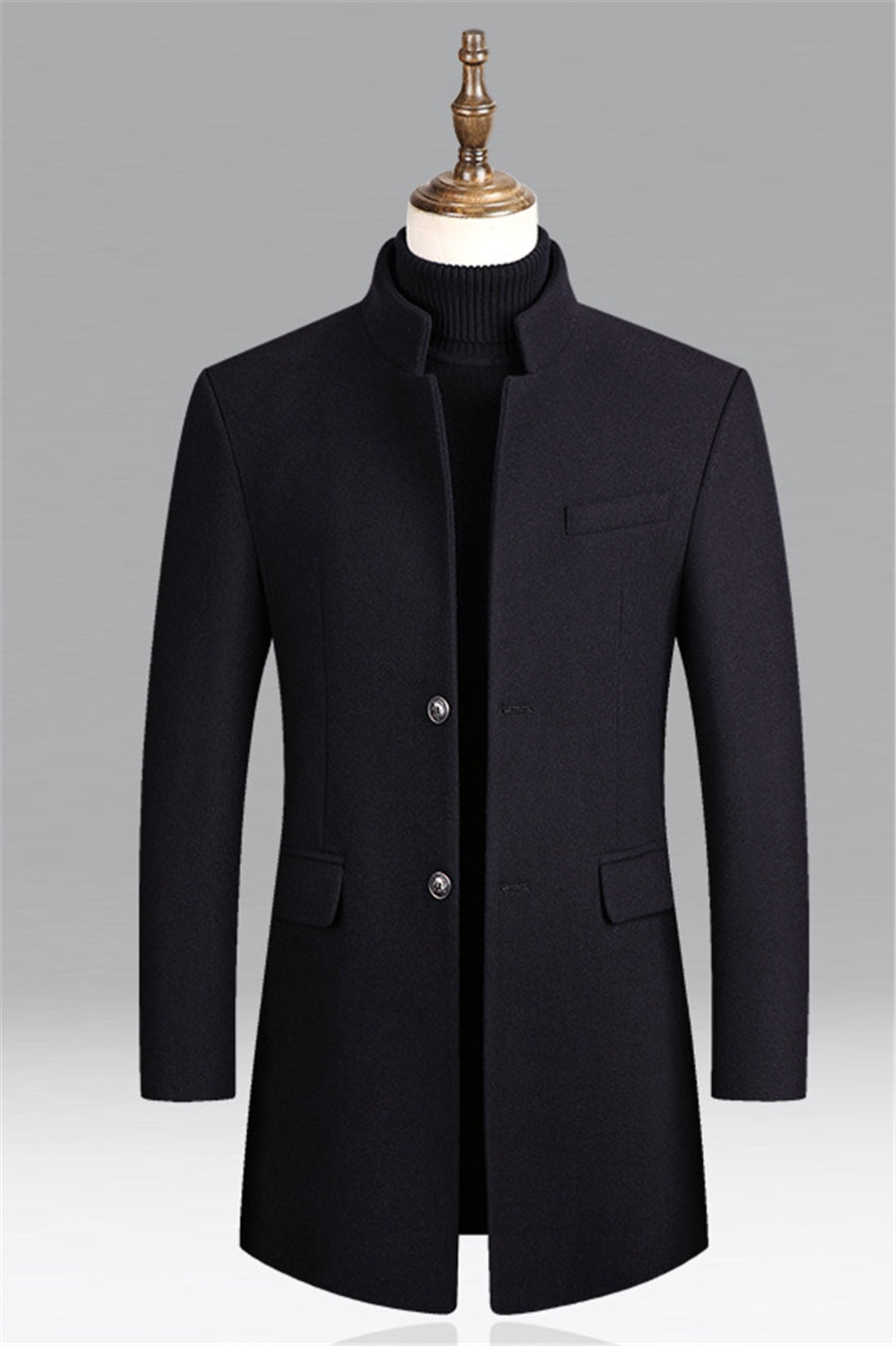 Men’s Slim-Cut Long Coat | Structured Outline