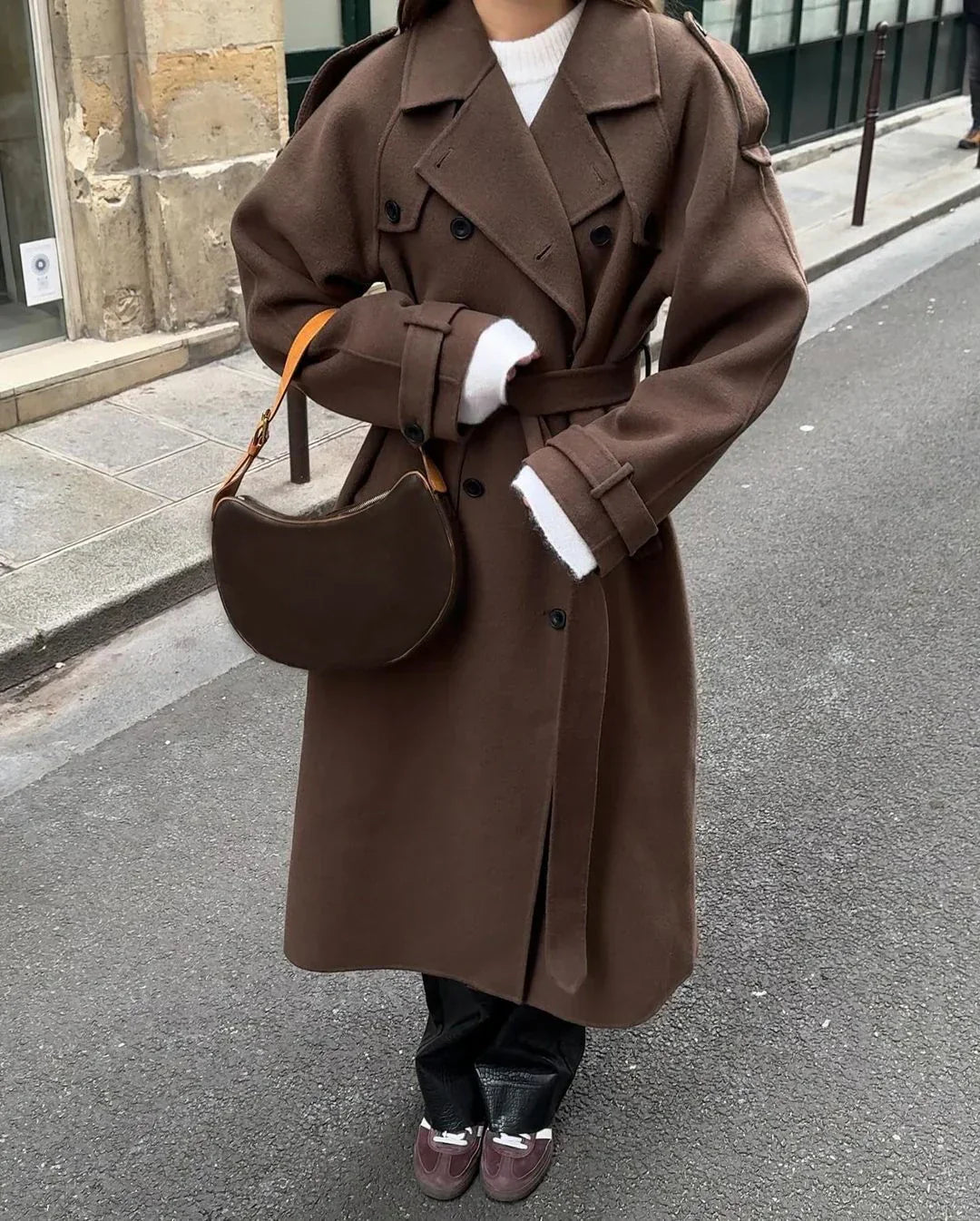 Women's Long Coat | Classic Belted Trench Coat