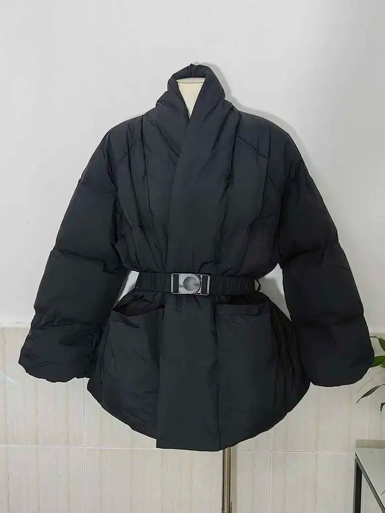 Women’s Stylish V-neck Puffer Jacket | Winter Fashion