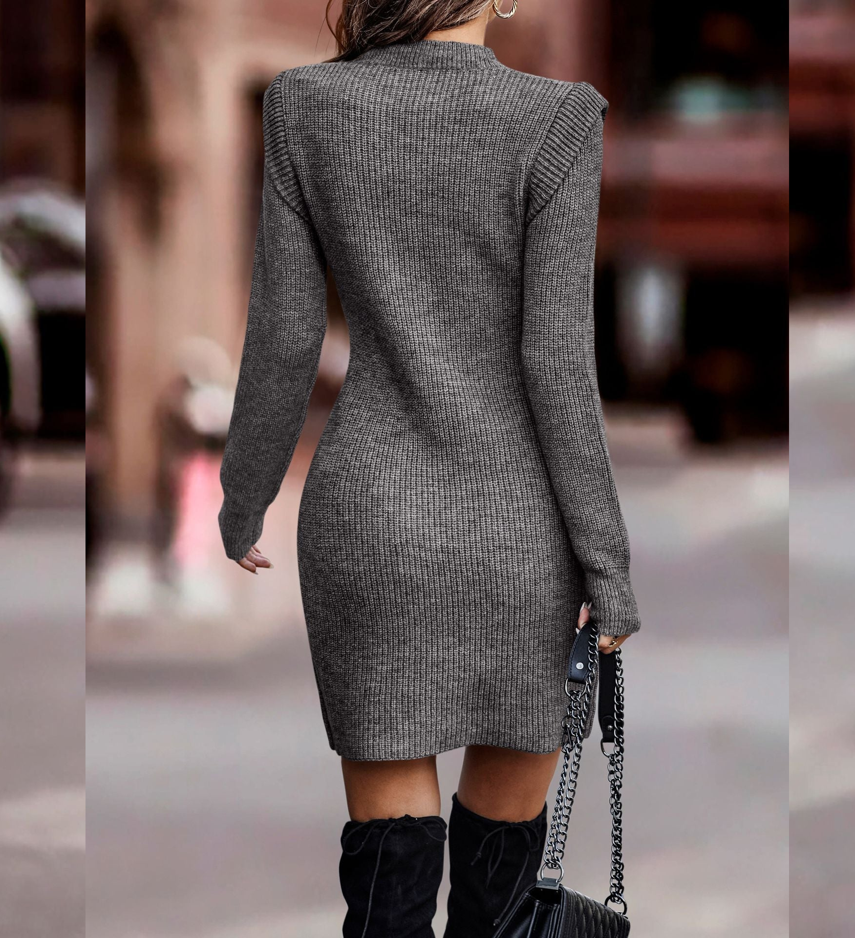 Women’s Knitted Jumper Dress | Long Sleeve Slim Fit