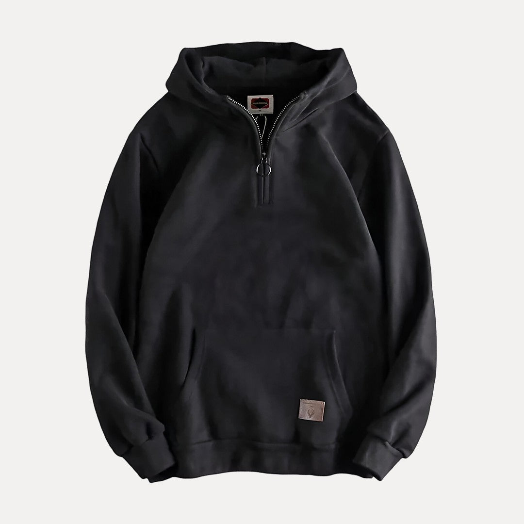 Men’s Minimalist Half-Zip Hoodie | Kangaroo Pocket Design