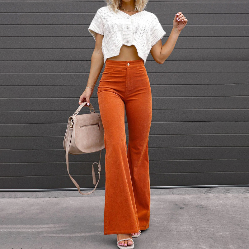 Women’s Winter Corduroy Trousers | High-Waisted Flared
