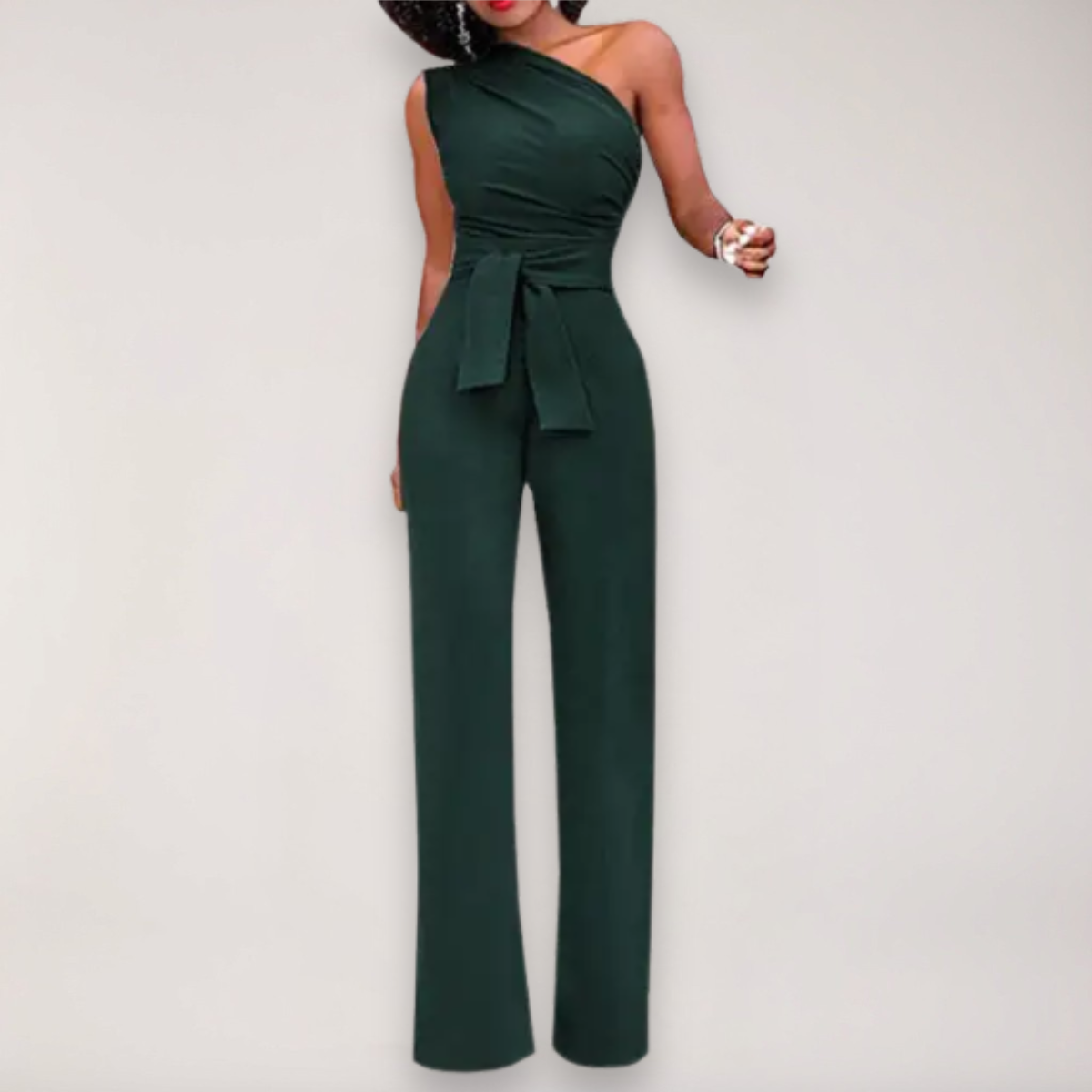Women’s Draped One Shoulder Jumpsuit | Tie Waist