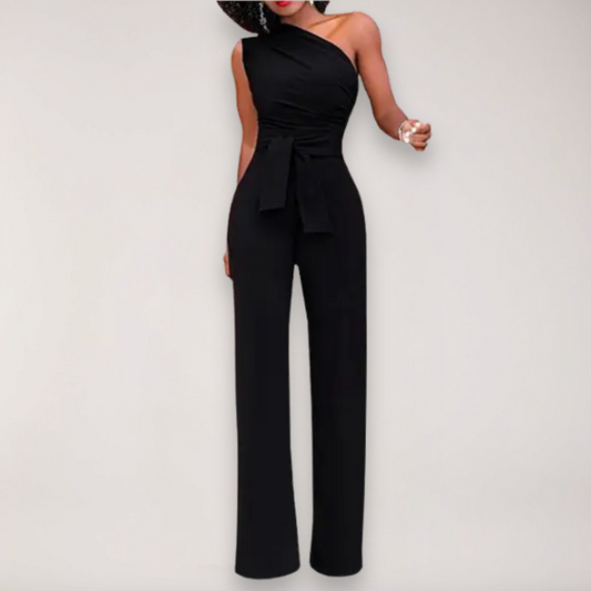 Women’s Draped One Shoulder Jumpsuit | Tie Waist