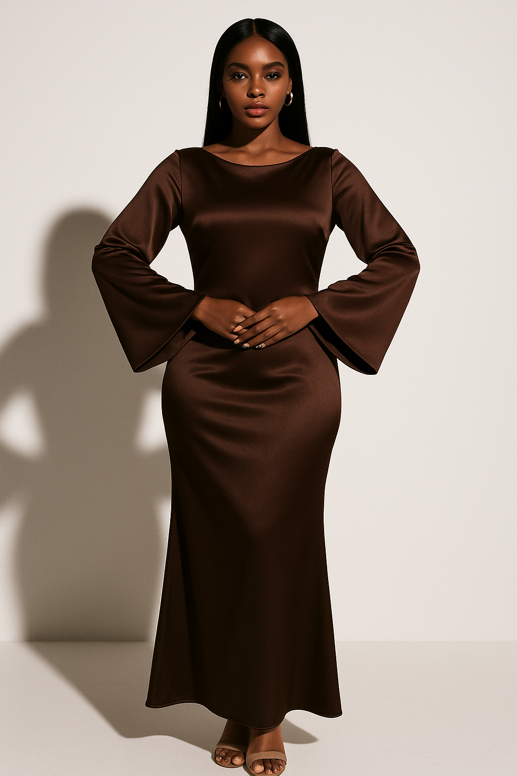 Women’s Refined Long Sleeve Evening Gown | Maxi