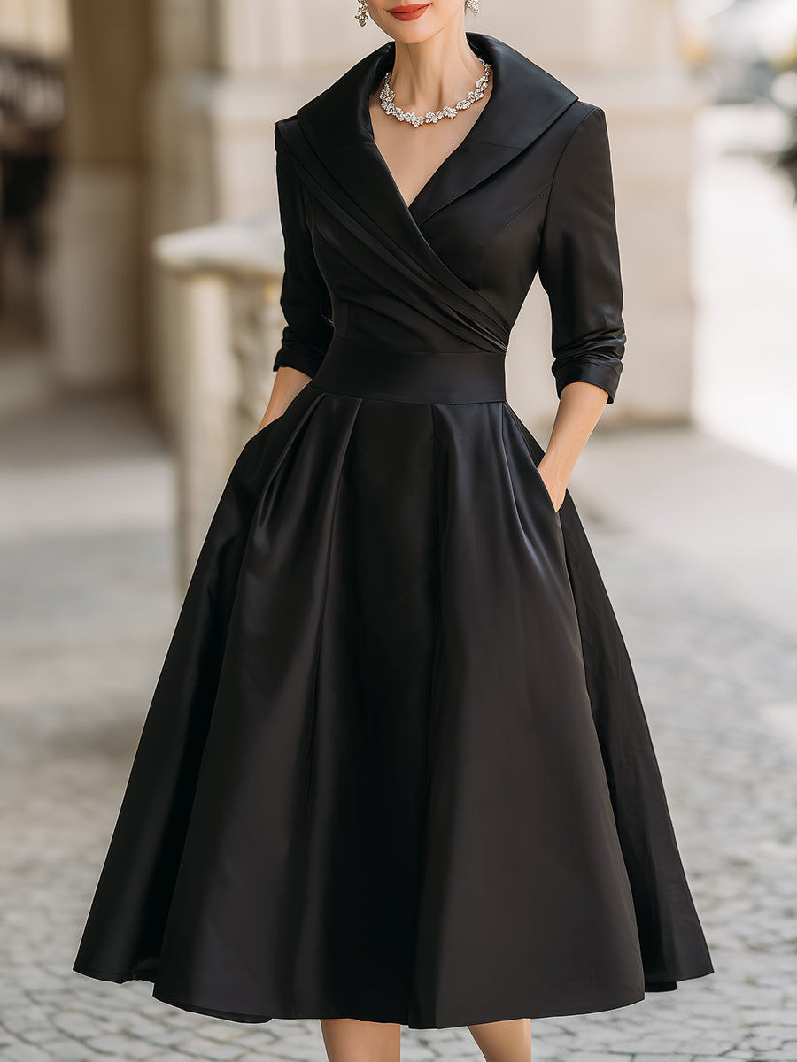 Women’s Wrap Collar Evening Dress | Midi