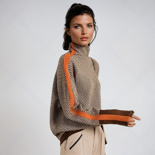 Women’s High-neck Striped Sweater | Contrast