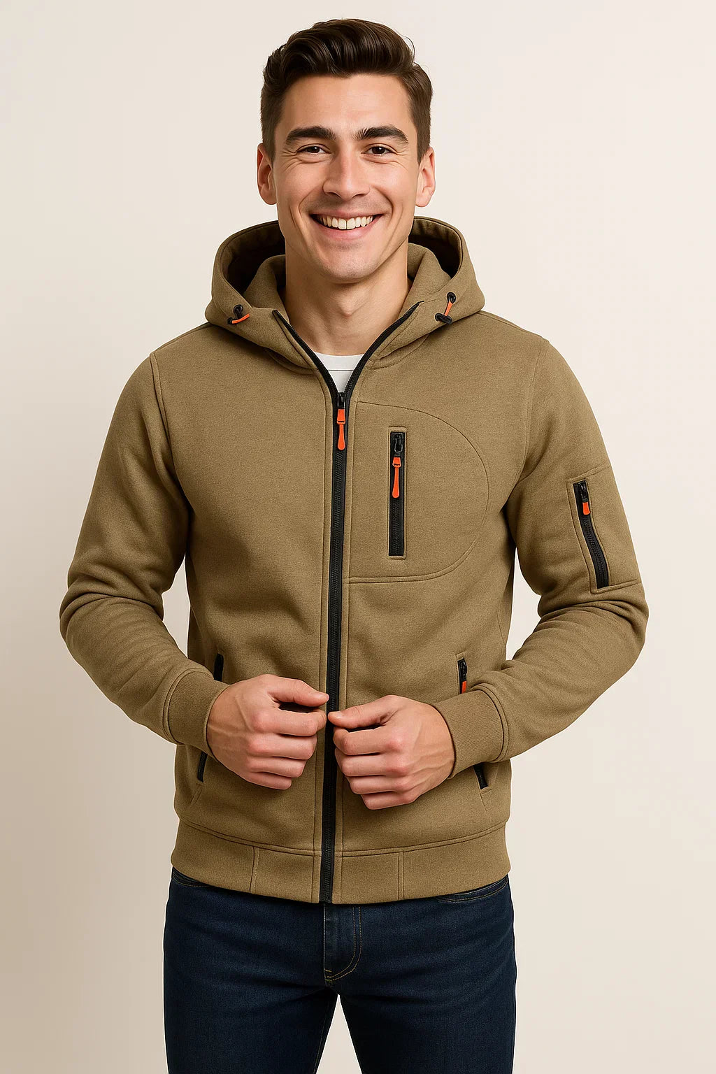 Men’s Zip Hoodie | Multi-Pocket Design