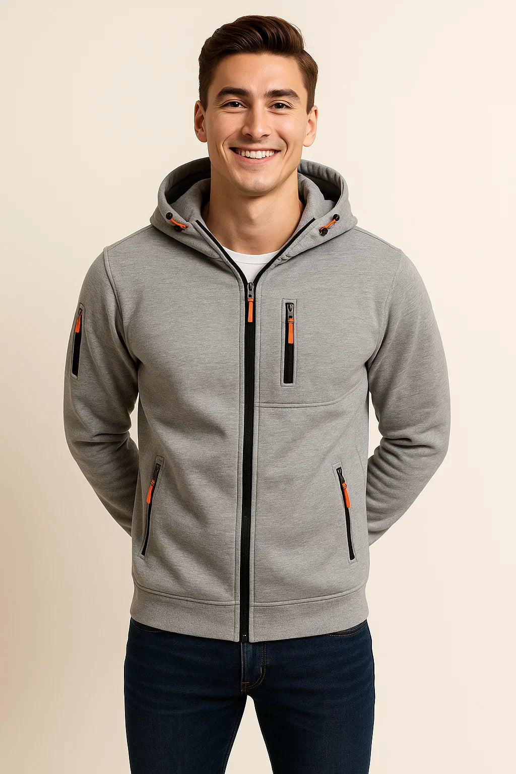 Men’s Zip Hoodie | Multi-Pocket Design
