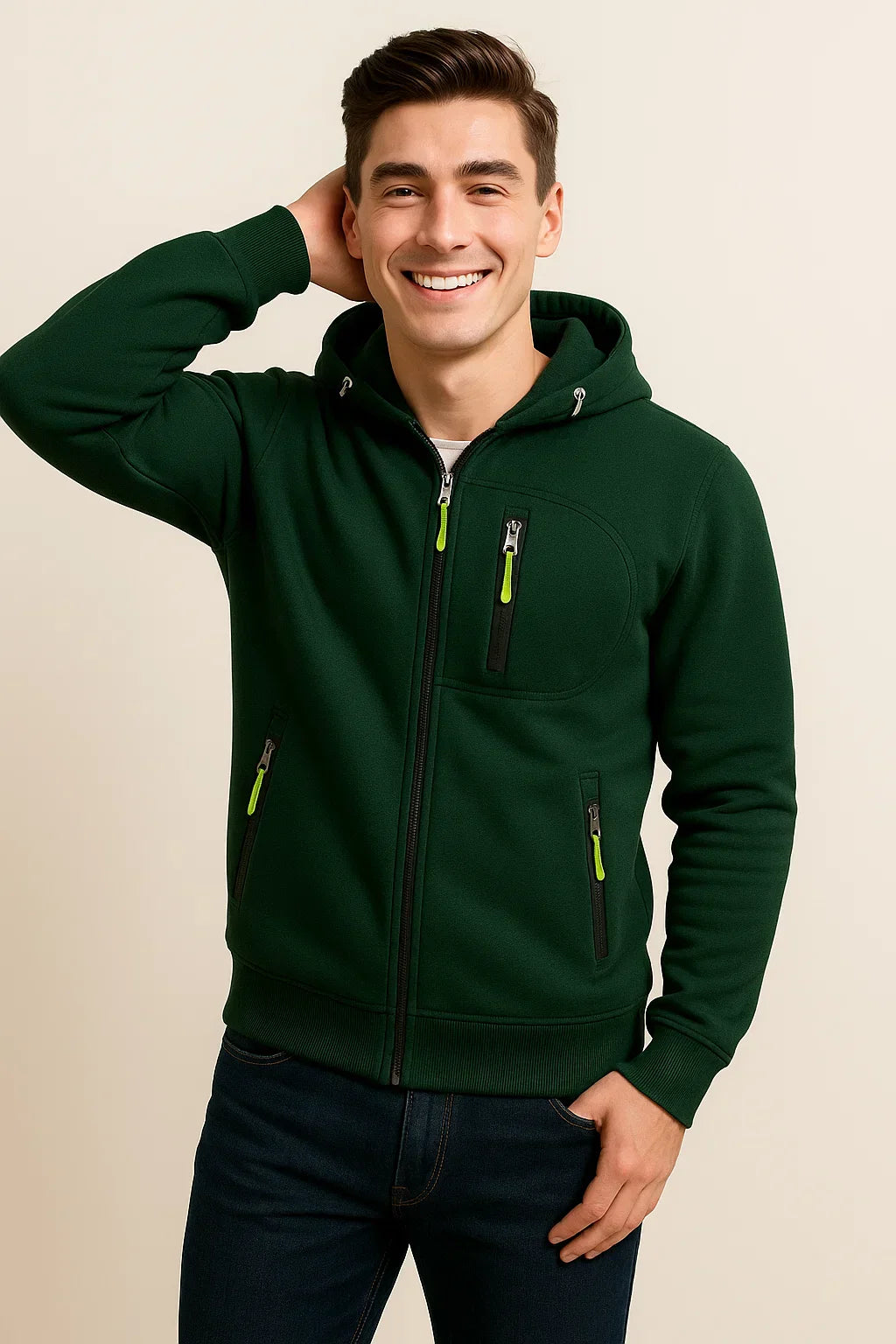 Men’s Zip Hoodie | Multi-Pocket Design