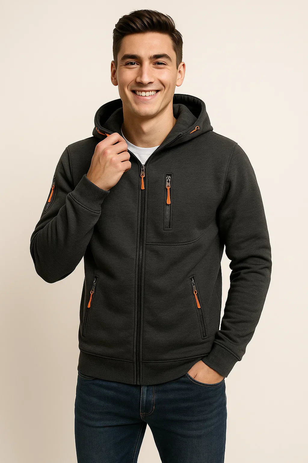 Men’s Zip Hoodie | Multi-Pocket Design