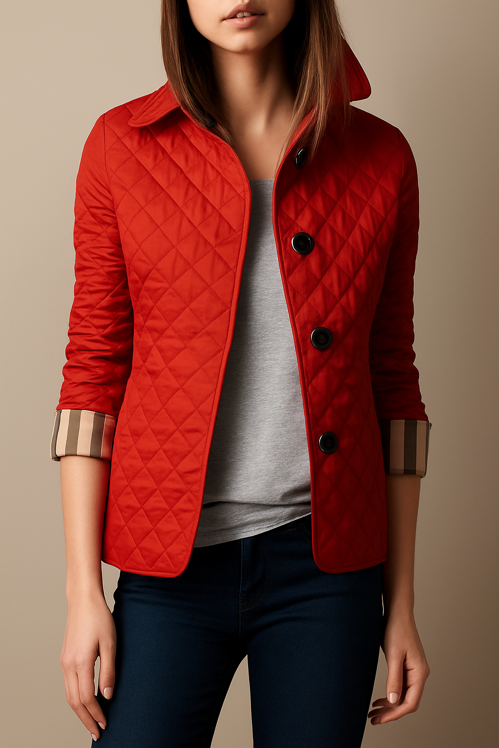 Women’s Quilted Jacket | Turned-Down Collar