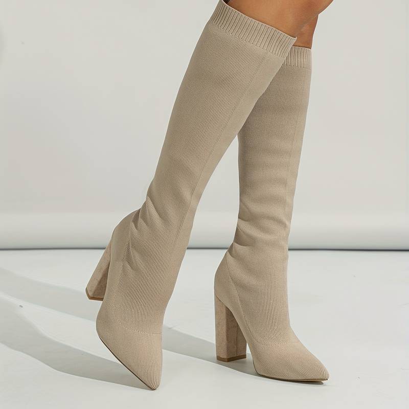 Women’s Stylish Knee High Boots | Stretch Fit Block Heel