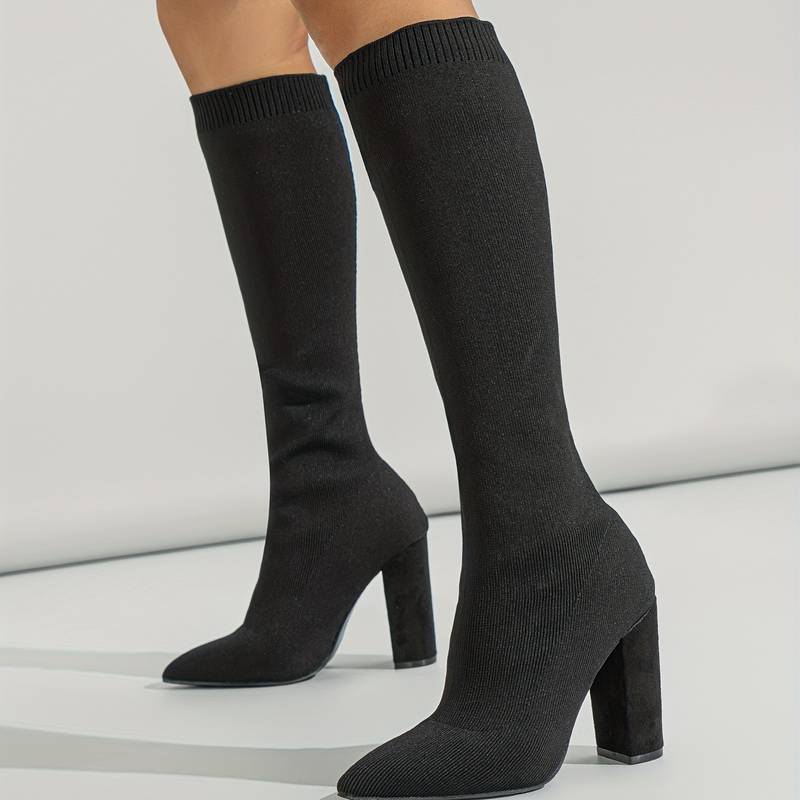 Women’s Stylish Knee High Boots | Stretch Fit Block Heel