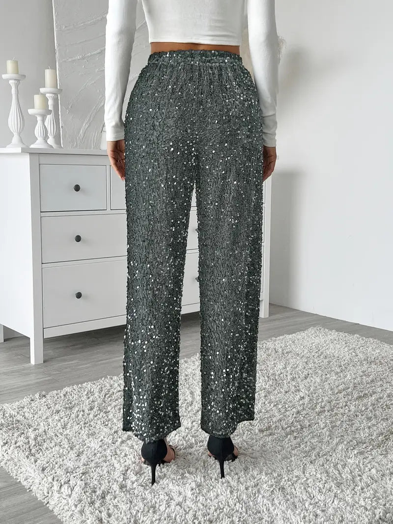 Women’s Sequin Trousers | Straight Leg Design