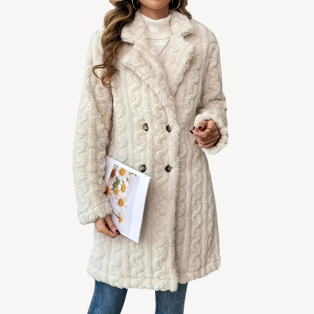 Women’s Stylish Double-Breasted Fur Coat | Chic