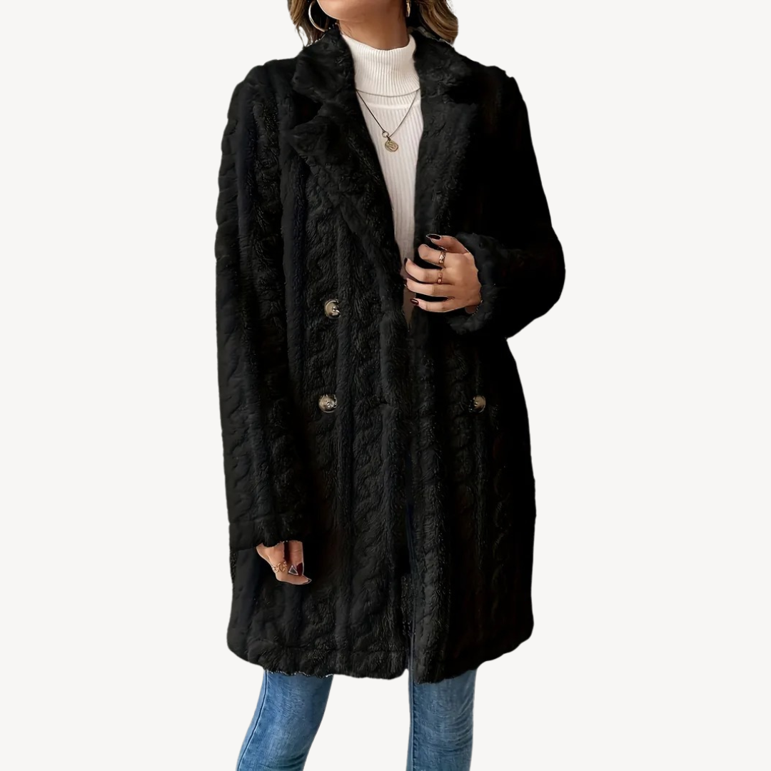 Women’s Stylish Double-Breasted Fur Coat | Chic
