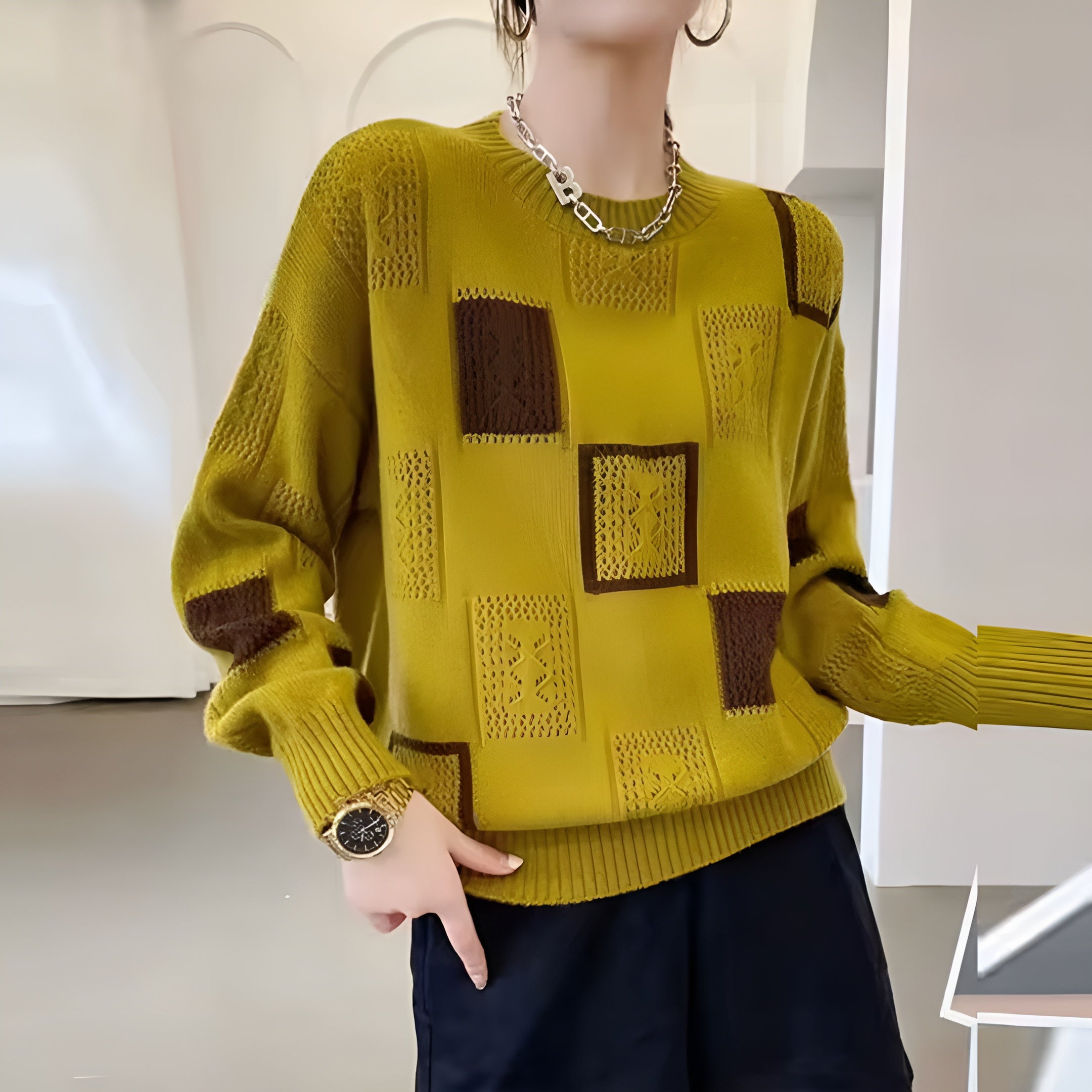 Women’s Round-Neck Knit Sweater | Relaxed Fit