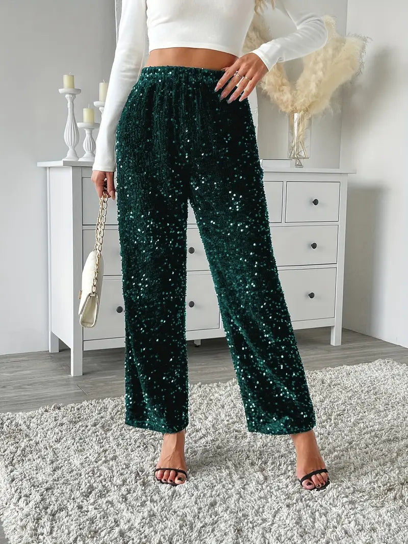 Women’s Sequin Trousers | Straight Leg Design