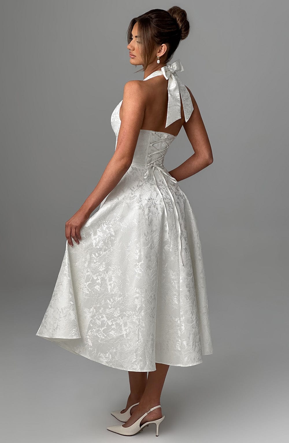 Wedding guest dress | Midi with Halter Neckline