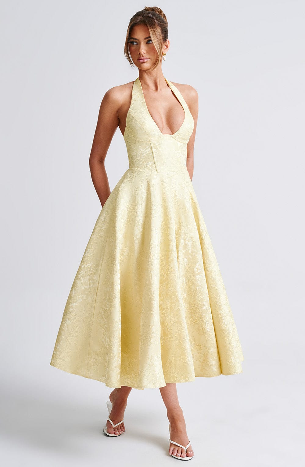 Wedding guest dress | Midi with Halter Neckline