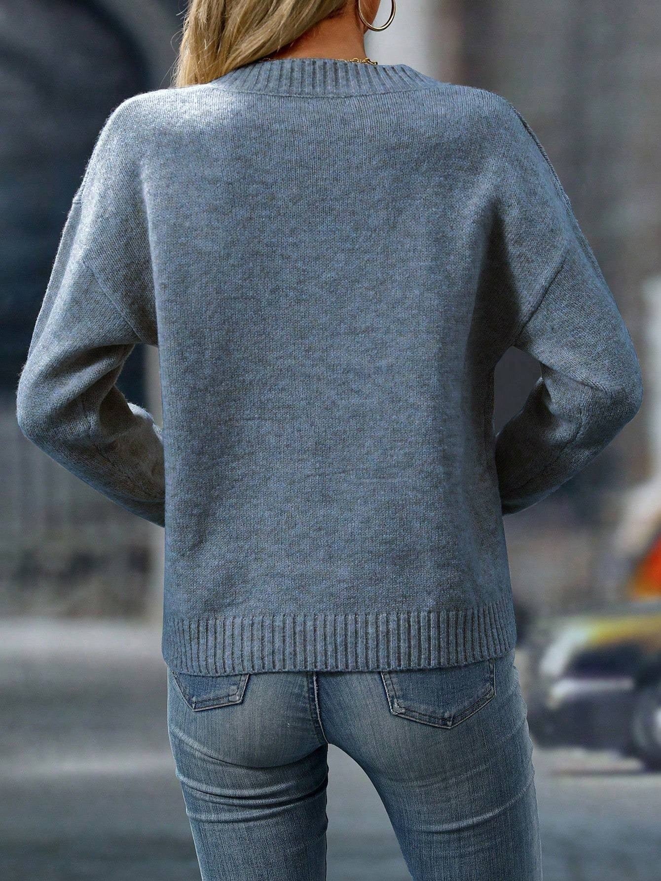 Women’s Casual Knit Pullover | V-Neck Design