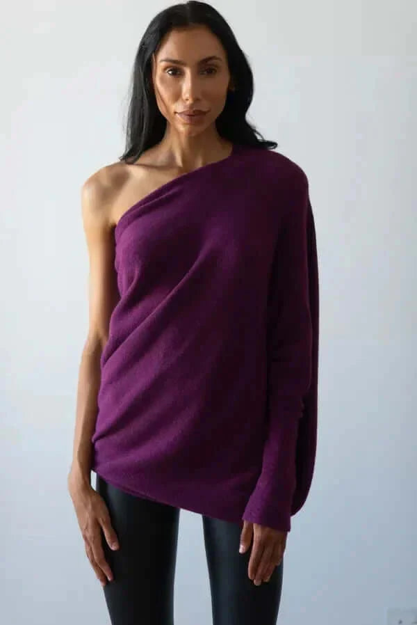 Women’s Asymmetric Draped Jumper | Long Hemline