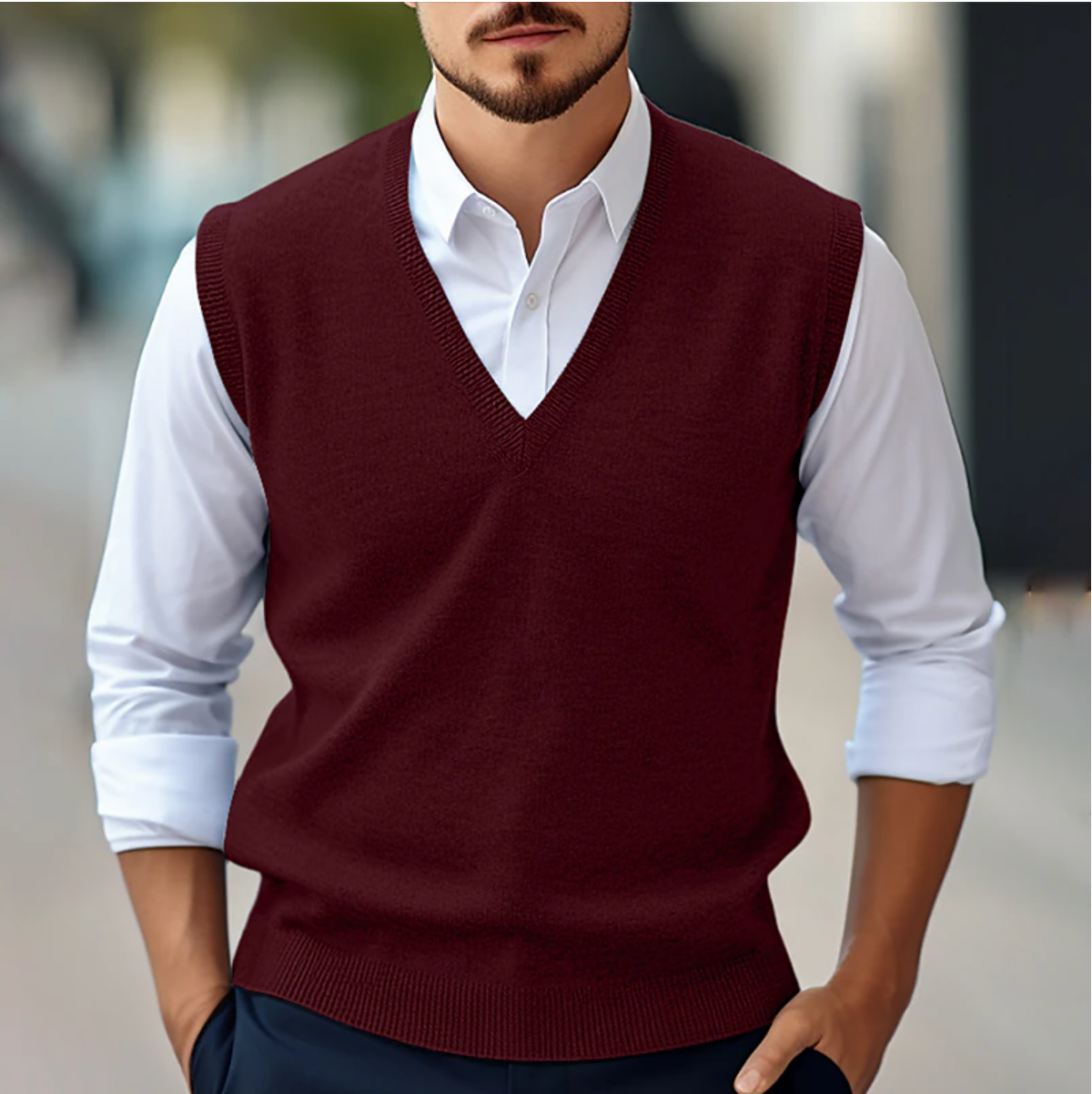 Men’s Casual Vest | Sleeveless V-Neck Design