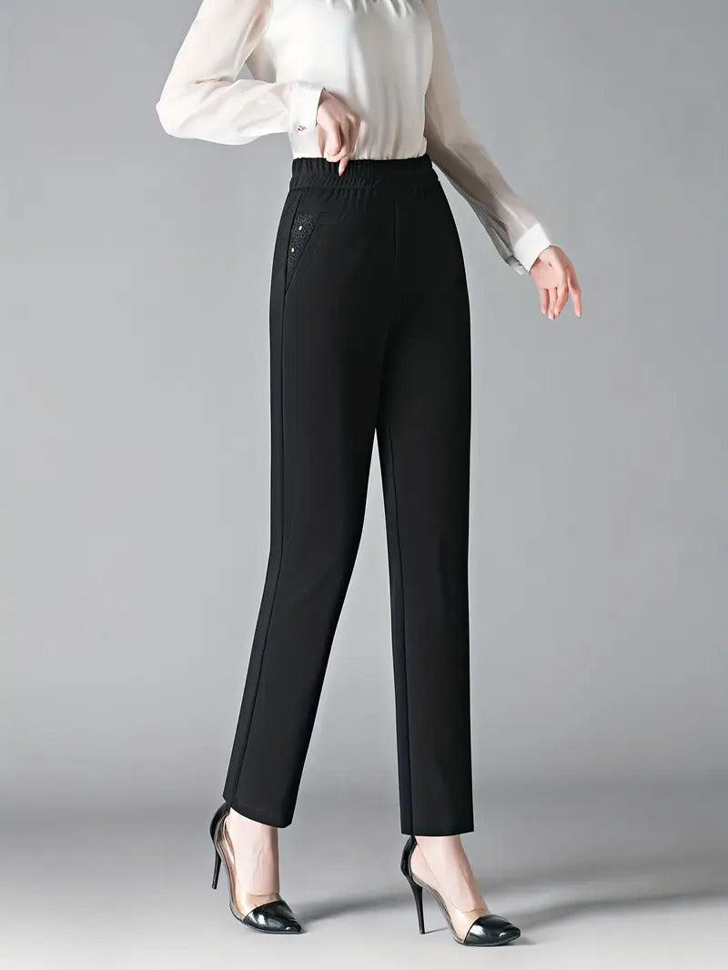 Ladies Black Trousers | High-Waisted