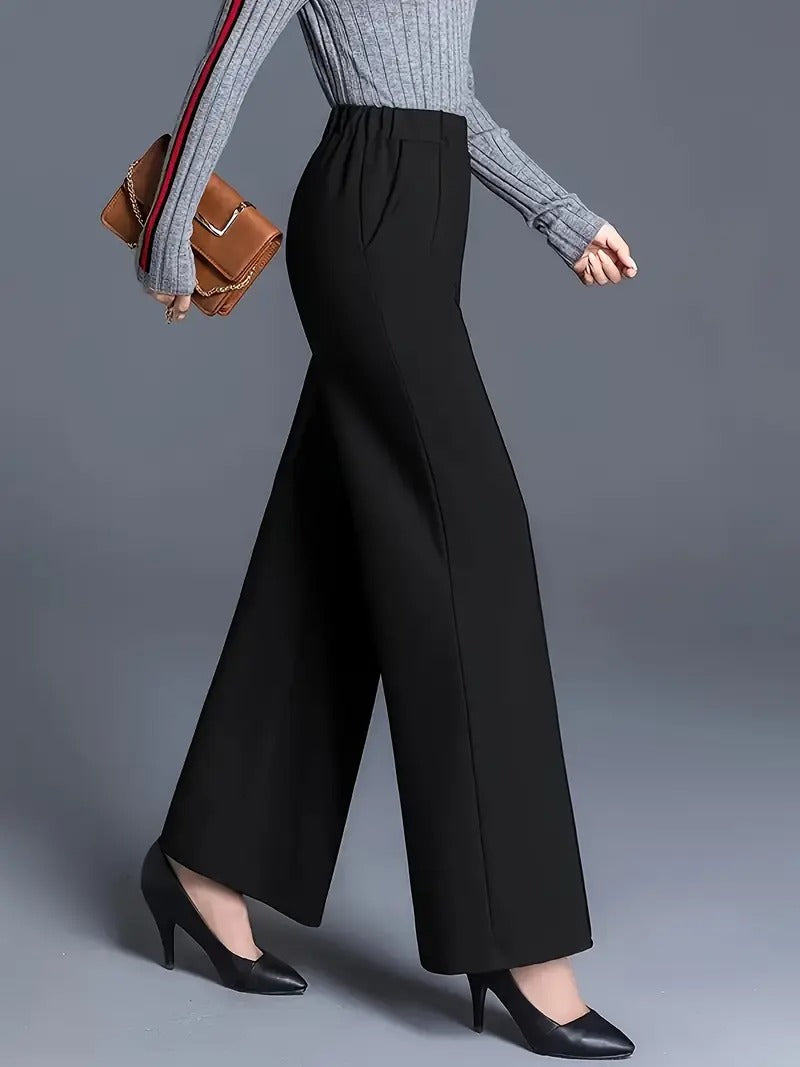 Ladies Black Trousers | High-Waist and Wide-Legged