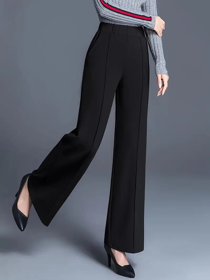 Ladies Black Trousers | High-Waist and Wide-Legged