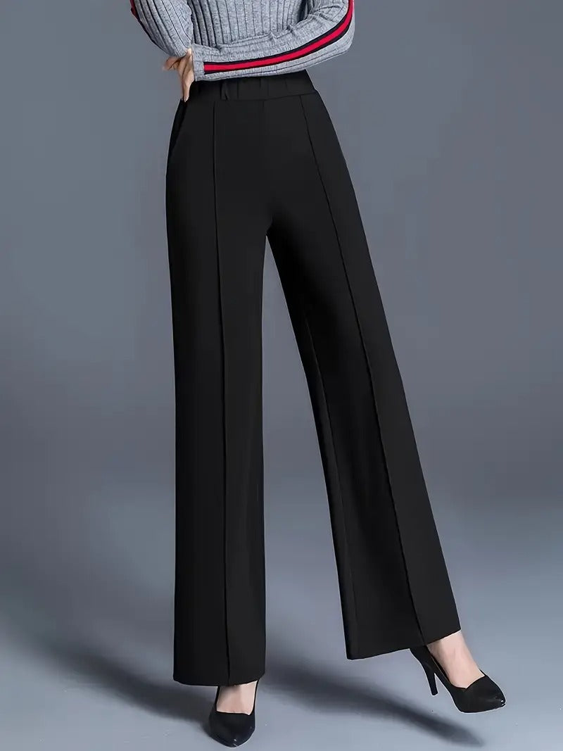 Ladies Black Trousers | High-Waist and Wide-Legged