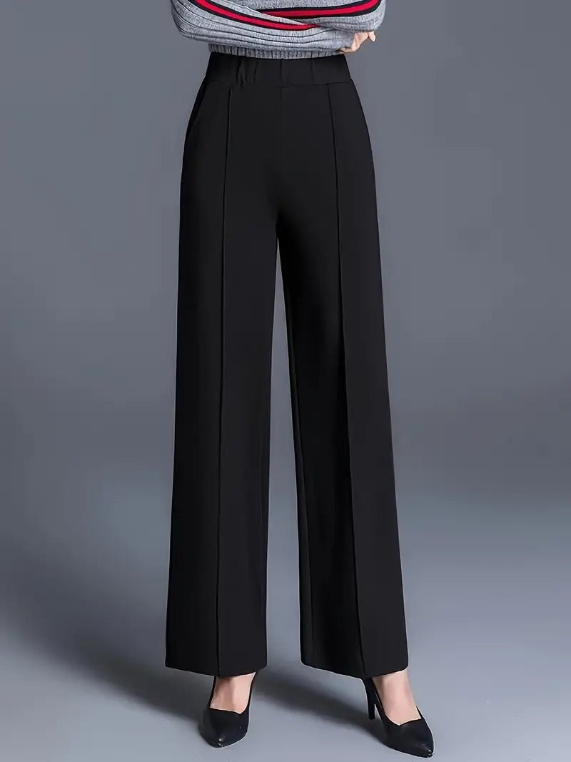 Ladies Black Trousers | High-Waist and Wide-Legged