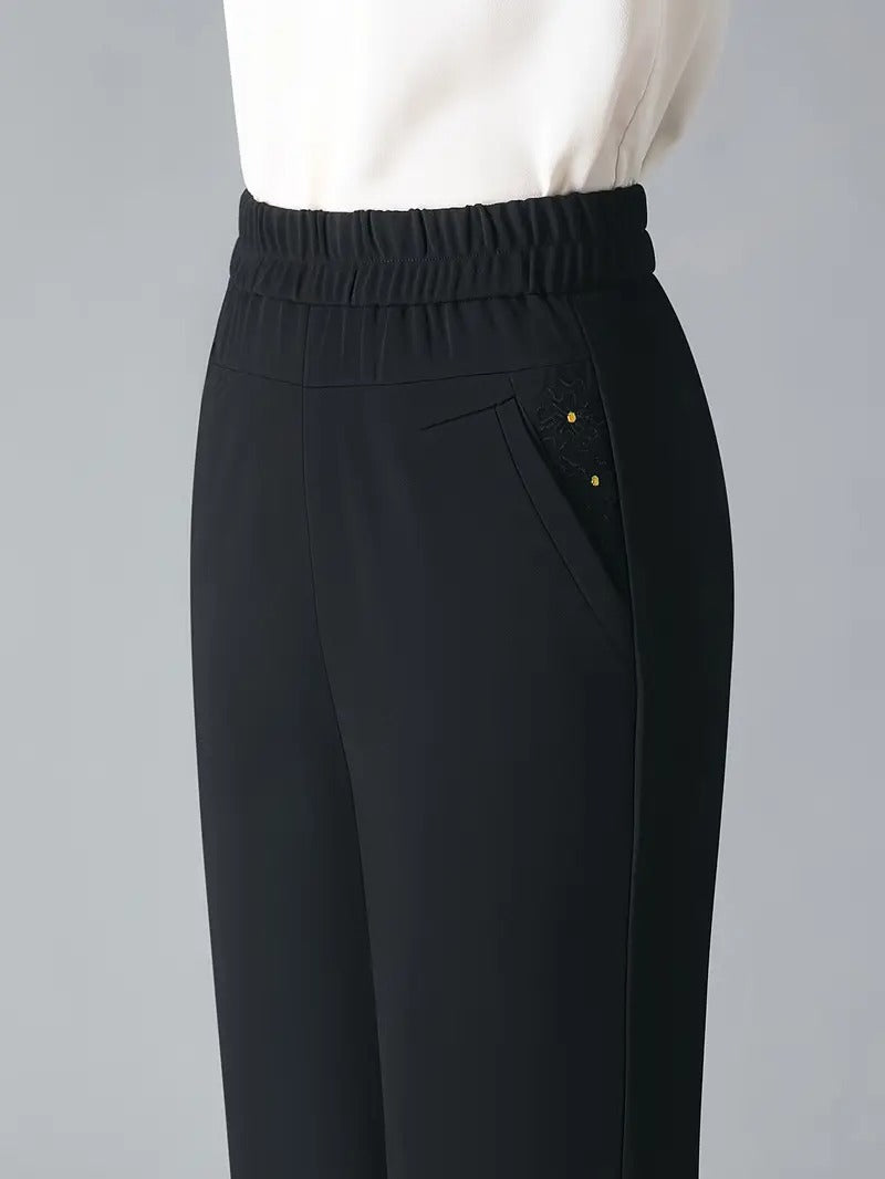 Ladies Black Trousers | High-Waisted