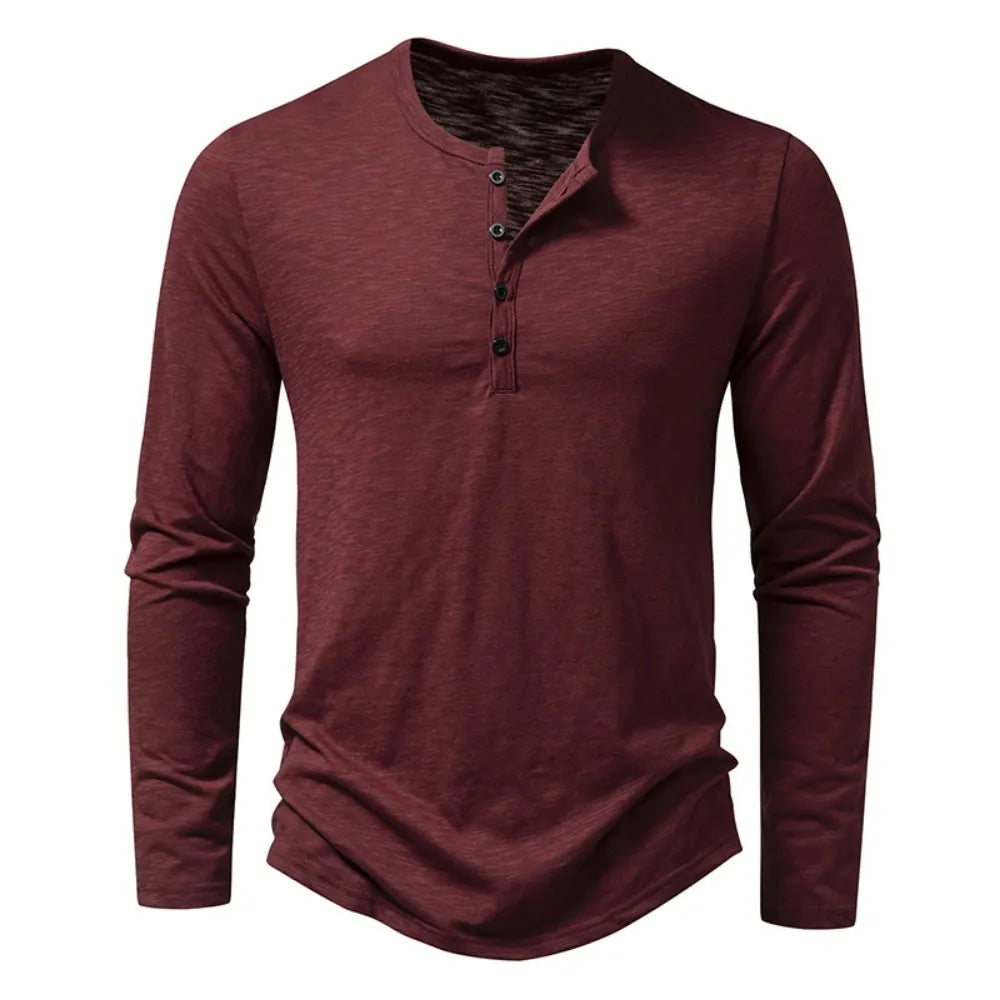 Men's Classic Long-Sleeved Shirt | Button Placket